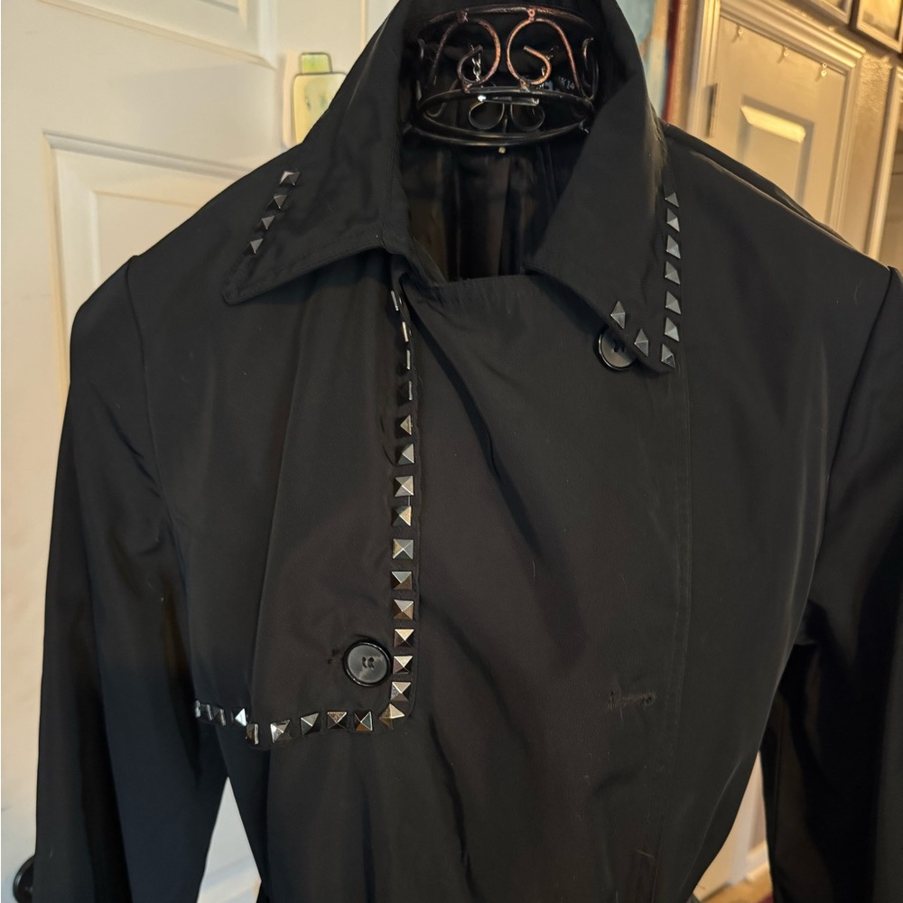 DISTURBIA / Black Studded Trench Coat / UK 14